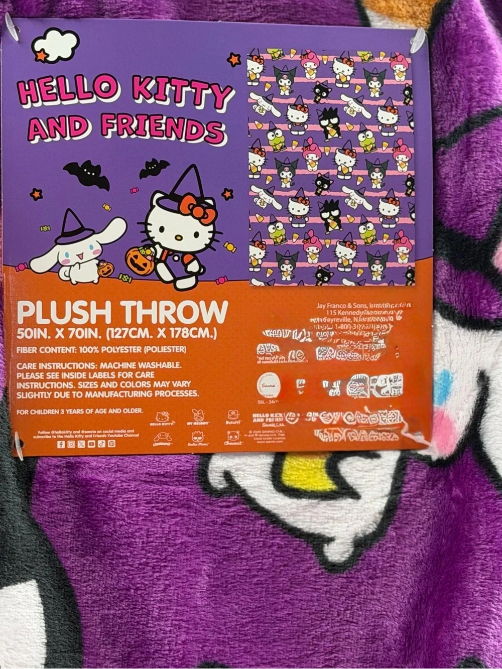 hello kitty halloween plush throw blanket 50x70 candy corn new 2026